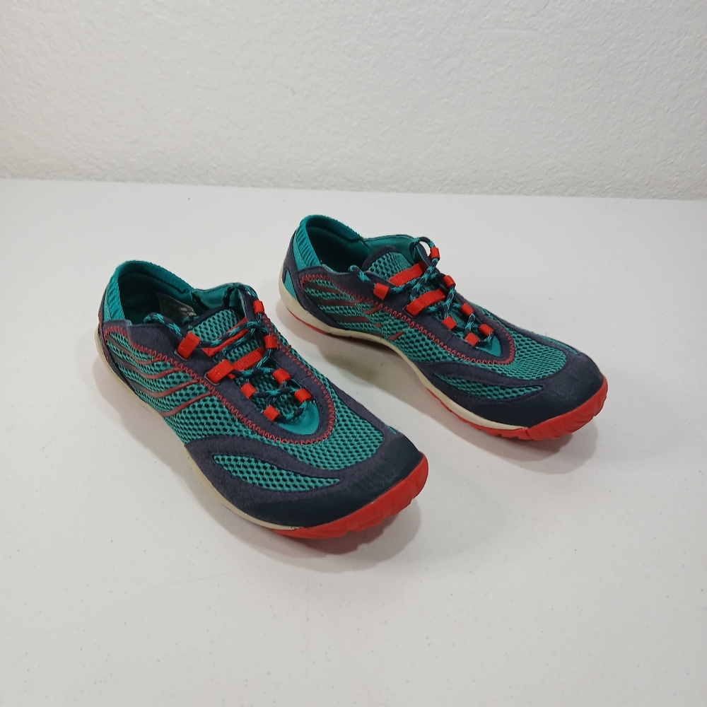 Merrell barefoot Pace Glove Navy / Blue Glass Vibram Trail running shoes size 9